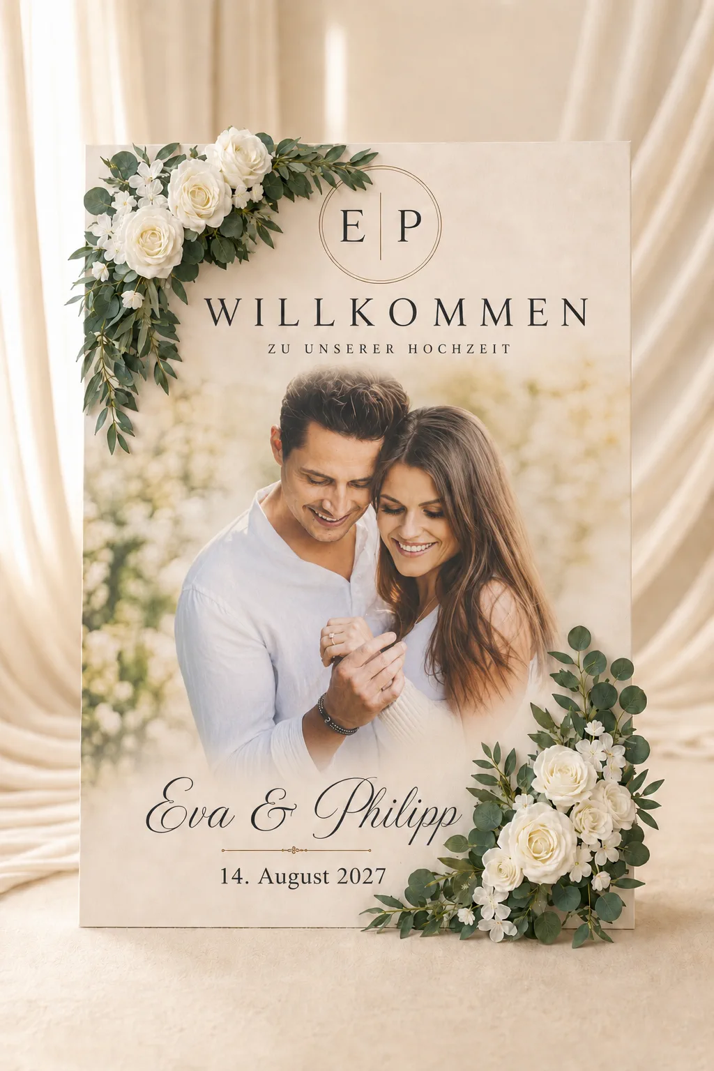 Blumenschmuck für Willkommensschild